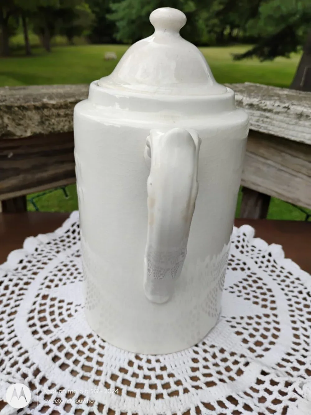 Blanke's Drip Coffee pot antique white ironstone no percolator turn of century